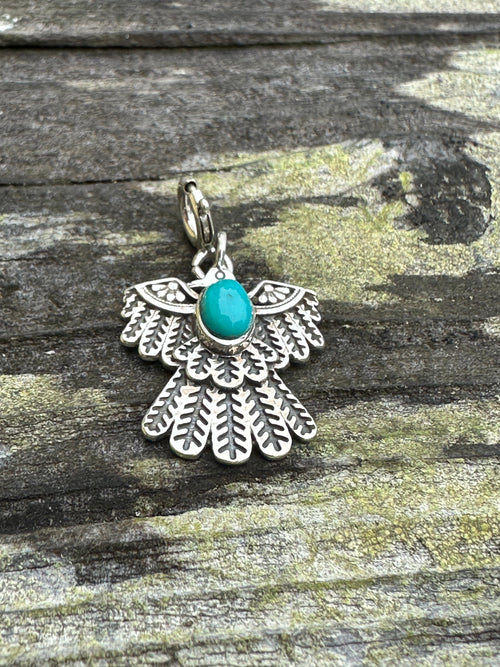 Sterling Silver and Turquoise Zia Charm