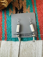 Navajo Sterling Silver Pearl Blossom Dangle Earrings