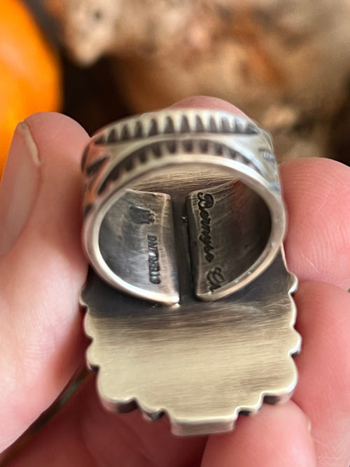 Electric Rainbow Handcrafted Turquoise and Spiny Oyster Cluster Ring by Bernyse Chavez, Adjustable