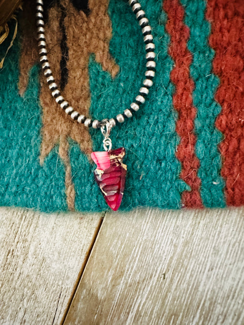 Navajo Hand Carved Rose Dahlia Arrowhead Charm