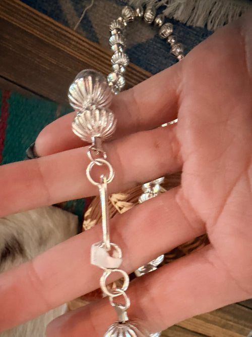 Handcrafted Sterling Silver Melon Beaded 20” Necklace