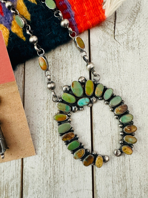 Handcrafted Sterling Silver & Royston Turquoise Naja Necklace Set Signed