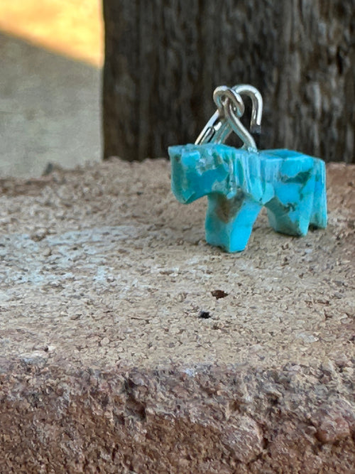 Zuni Hand Carved Turquoise Pony Charm