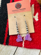 Summer Lovin’ Navajo Sterling Silver Pearl Beaded Opal Heart Dangle Earrings