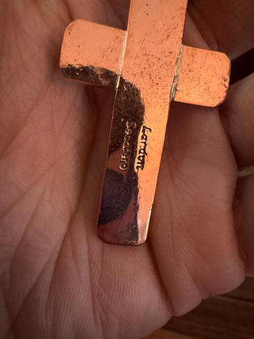 Handcrafted Copper and Sterling Silver Cross Beaded Necklace by Landon Secatero