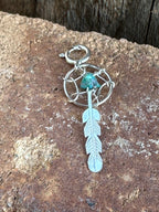 Navajo Crafted Sterling Silver Turquoise Dream Catcher  Charm