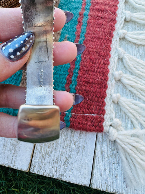 Handcrafted Old Pawn Sterling Silver & Kingman Turquoise Snake Eye Cuff Bracelet by Stephen Haloo
