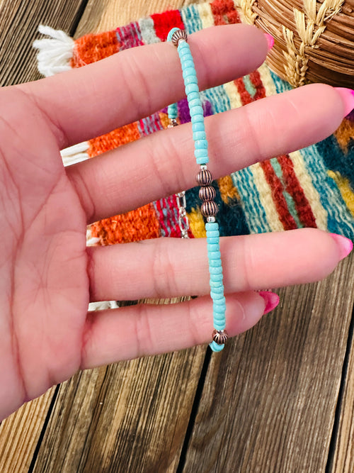 Handcrafted Turquoise & Copper Beaded Bracelet