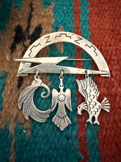 Old Pawn Handcrafted Sterling Silver Bird Brooch