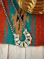 Navajo Beaded Sterling Silver & Palomino Turquoise Horseshoe Necklace