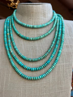 Navajo Kingman Turquoise & Sterling Silver 6mm Beaded Necklace