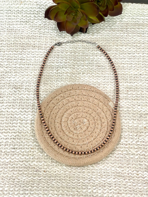 Handmade Copper 16” 4mm Beaded Necklace