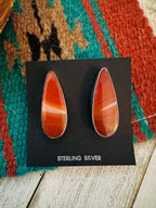 Navajo Jasper Sterling Silver Post Earrings Signed