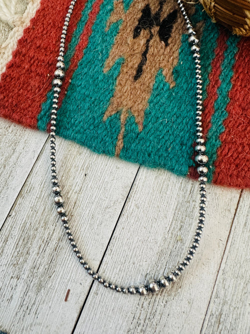 Navajo Sterling Silver Pearl Beaded 18” Necklace