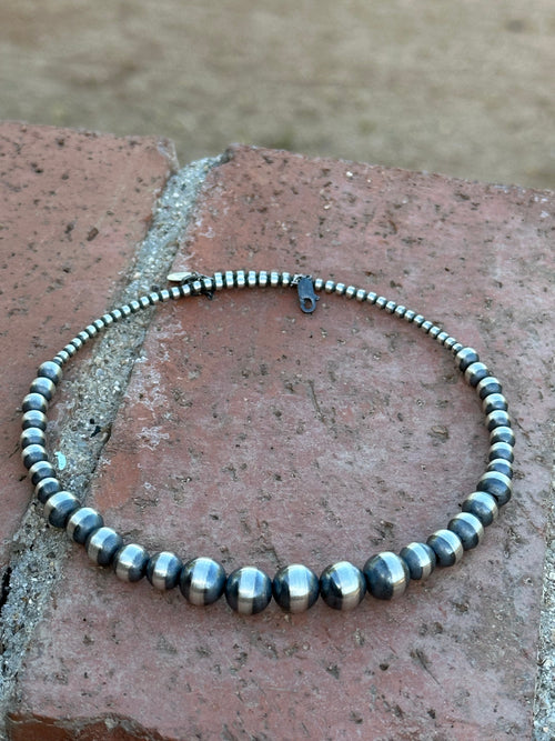 Navajo Sterling Silver Beaded Wrap Choker Necklace