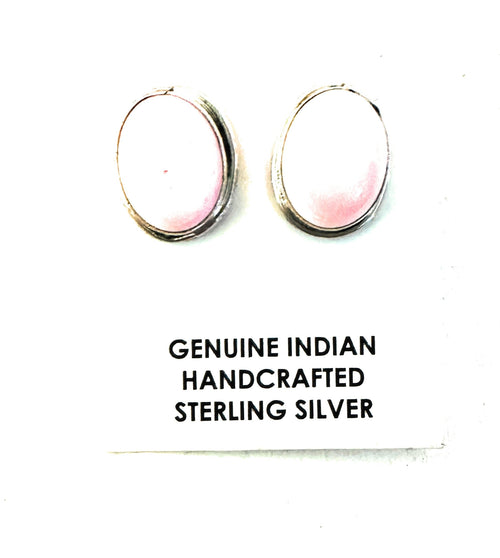 Navajo Sterling Silver & Queen Pink Conch Post Earrings