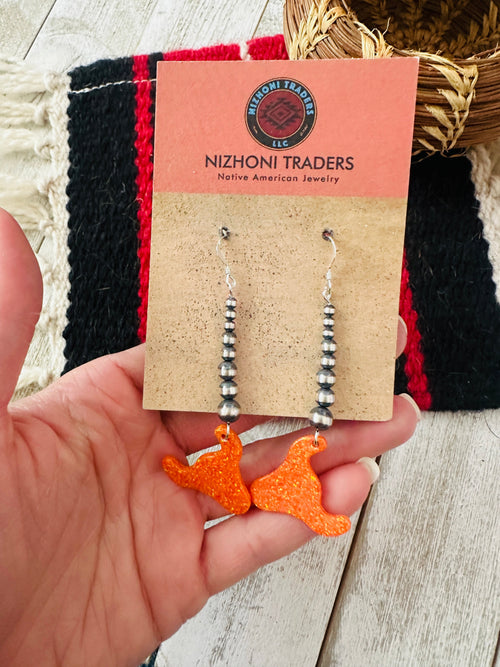 Summer Lovin’ Navajo Sterling Silver Pearl Beaded Opal Bull Head Dangle Earrings