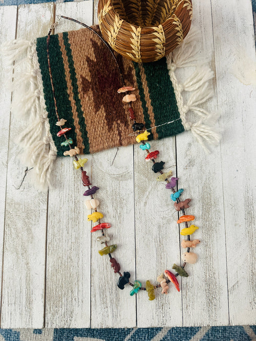 Zuni Multi Stone & Heishi Beaded Fetish Necklace