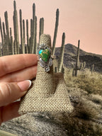 Beautiful Handmade Sonoran Mountain Turquoise And Sterling Silver Adjustable HEART Ring