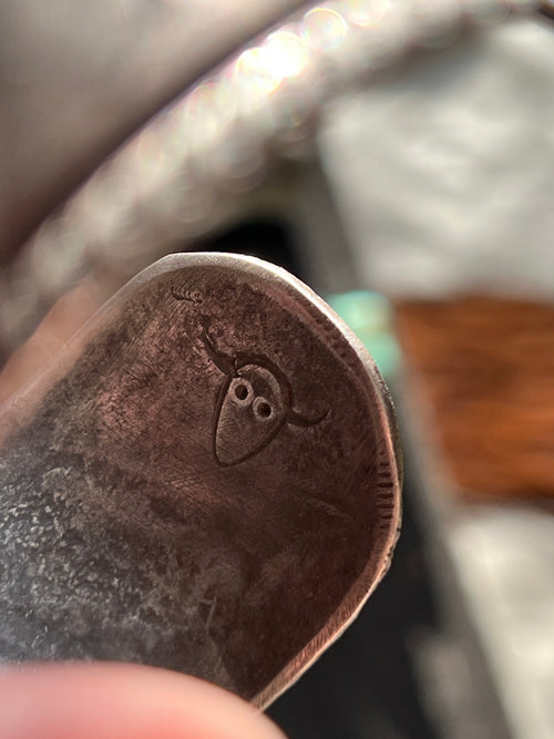 Hand Forged Old Pawn Sterling Silver Ingot Cuff Bracelet by Santa Fe Artist, Buffalo: The Birds