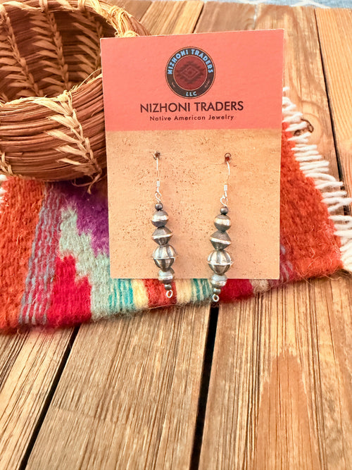 Handcrafted Sterling Silver Pearl Beaded Dangle Earrings