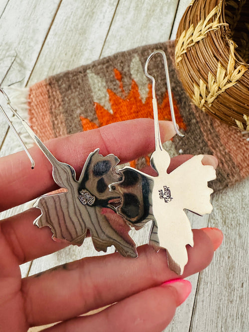Old Pawn Navajo Sterling Silver Waterbird Dangle Earrings