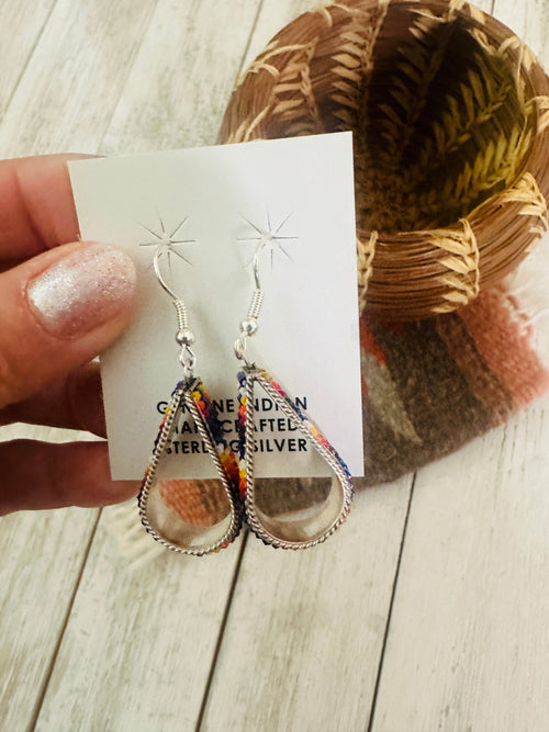 Navajo Handmade Multicolor Beaded Teardrop Dangle Earrings