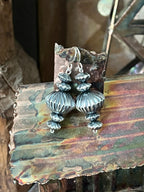Navajo Sterling Silver Handcrafted Corrugated Bead Drop Dangle Earrings by Preston Haley