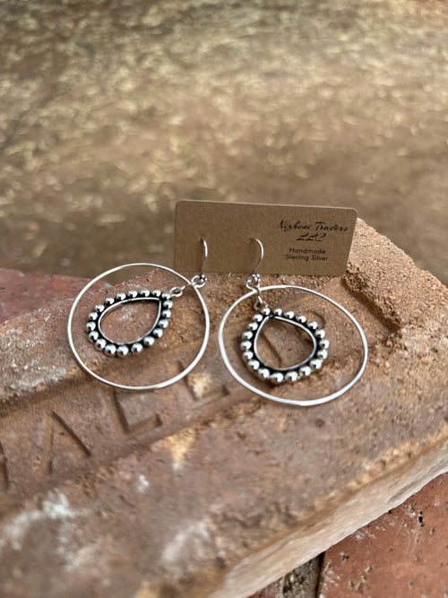 Handmade Sterling Silver Ball Hoop Earrings