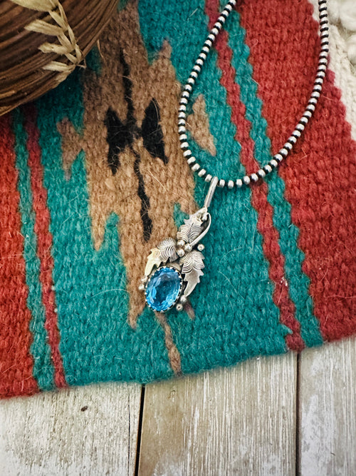 Handcrafted Old Pawn Sterling Silver & Topaz Pendant