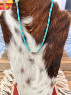 Handcrafted Turquoise & Sterling Silver Pearl 18” Beaded Necklace