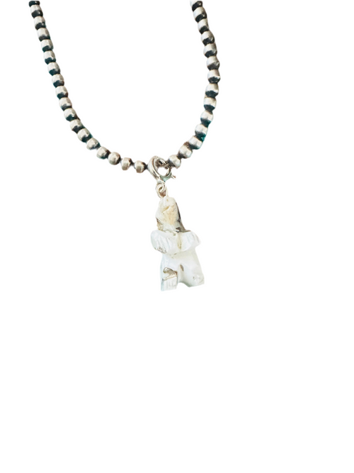 Navajo Hand Carved Blue Mojave Bear Charm