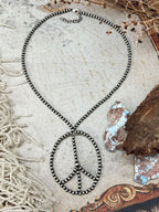Handmade Sterling Silver PEACE SIGN Beaded Necklace "Signed Nizhoni"