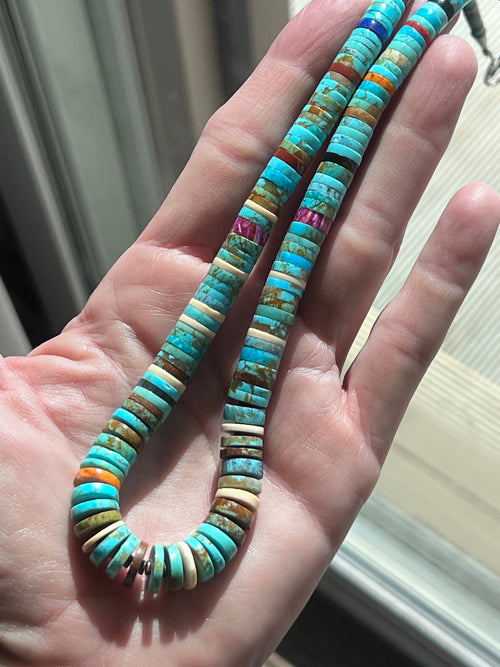 Ronald Chavez Handcrafted Multistone Graduated Heishi Bead Necklace, 24.5 inches