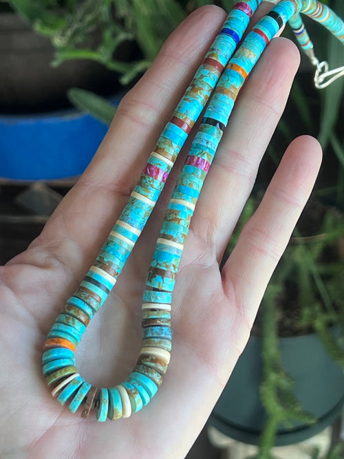 Ronald Chavez Handcrafted Multistone Graduated Heishi Bead Necklace, 24.5 inches