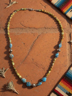 Palomino & Golden Hills Turquoise Hand Strung Sterling Silver Beaded Necklace