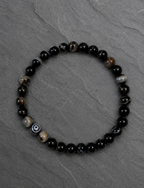 Black Banded Agate 6mm beaded stretch bracelet