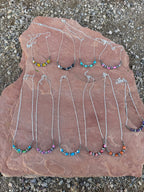 Handmade Sterling Silver Beaded Multi Stone Necklace "Signed Nizhoni"