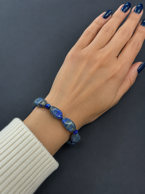 Lapis Beaded Stretch Bracelet