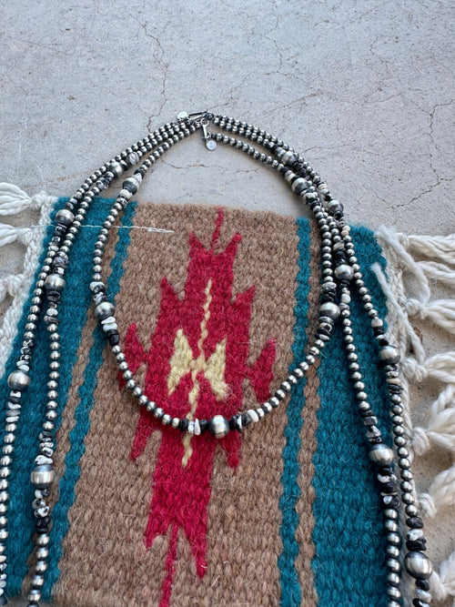 Navajo 4mm & 8mm Pearl Sterling Silver & White Buffalo Beaded Necklaces