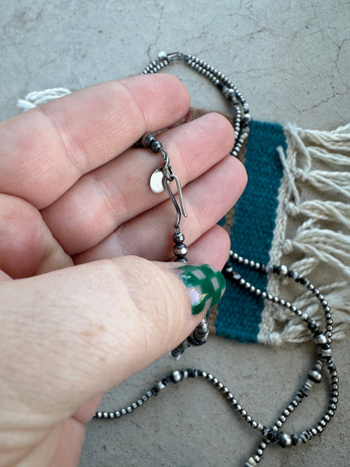 Navajo 4mm & 8mm Pearl Sterling Silver & White Buffalo Beaded Necklaces