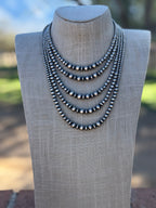 Handmade Sterling Silver & Pearl 4-8mm Beaded Necklace