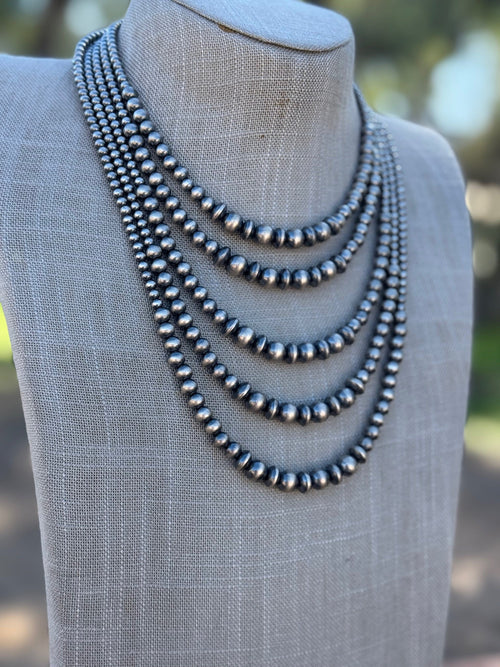 Handmade Sterling Silver & Pearl 4-8mm Beaded Necklace