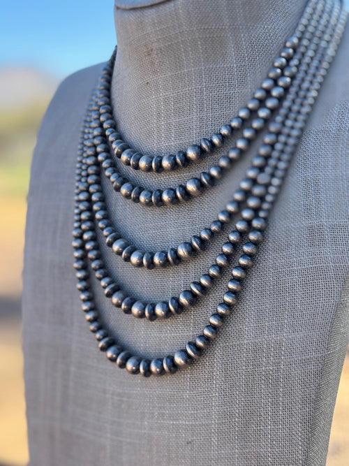 Handmade Sterling Silver & Pearl 4-8mm Beaded Necklace