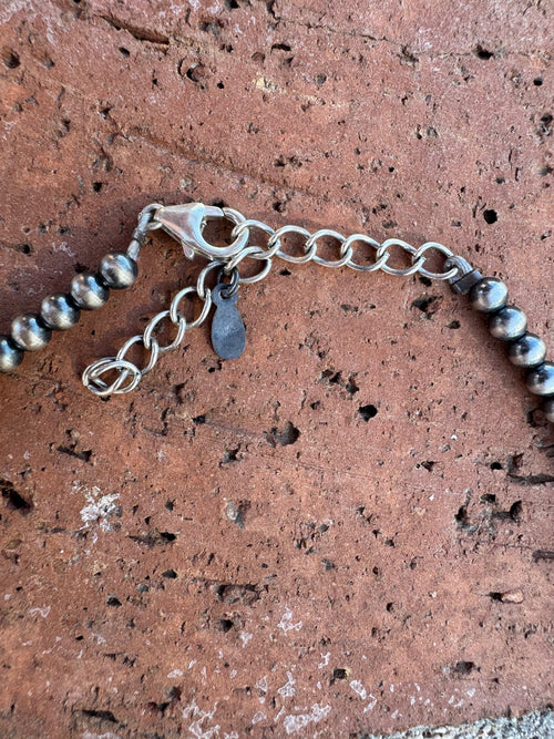 Handmade Sterling Silver & Pearl 4-8mm Beaded Necklace