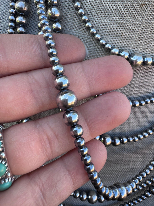 Handcrafted Sterling Silver Pearl 4-8mm Beaded Necklace Leslies fav