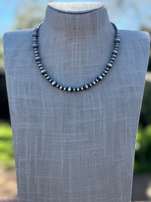 Handmade Sterling Silver Pearl Beaded 4-8mm Necklace 18"