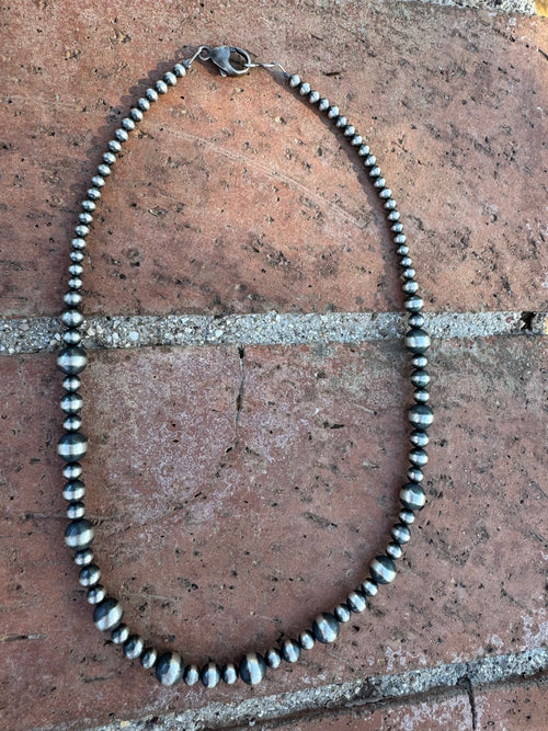 Handmade Sterling Silver Pearl Beaded 4-8mm Necklace 18"