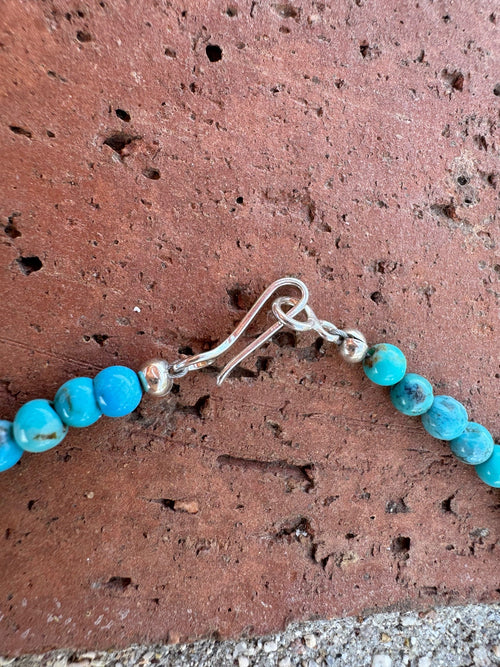 Handcrafted Sterling Silver & Kingman Turquoise Beaded Necklace