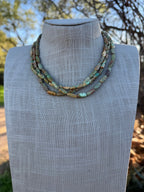 Handcrafted Sterling Silver & Royston Turquoise Barrel beaded Necklace 17"